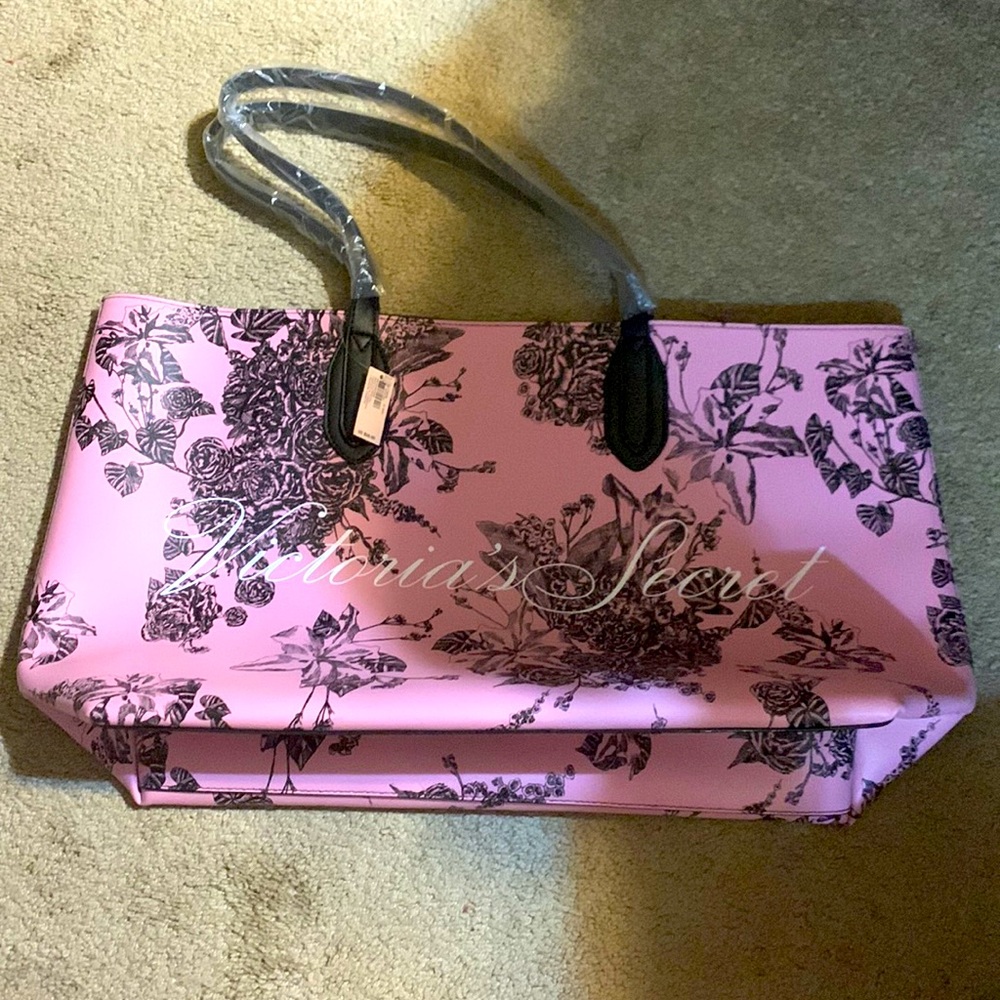 Victoria’s Secret Floral Pink and Black Tote